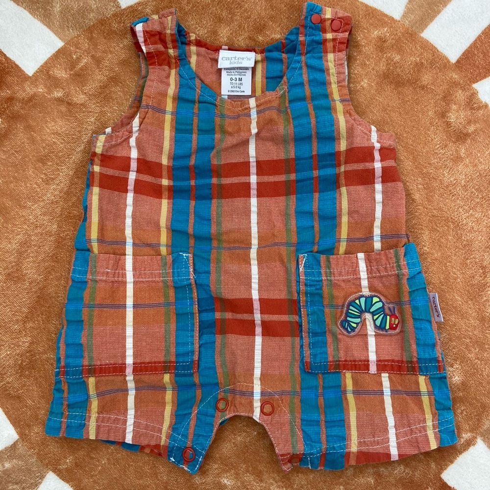 0-3m Eric Carle Hungry Caterpillar Plaid Romper